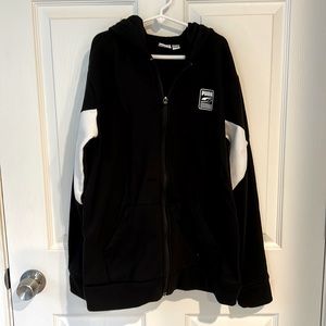 Boys Black Puma Fleeced Zipper Hoodie